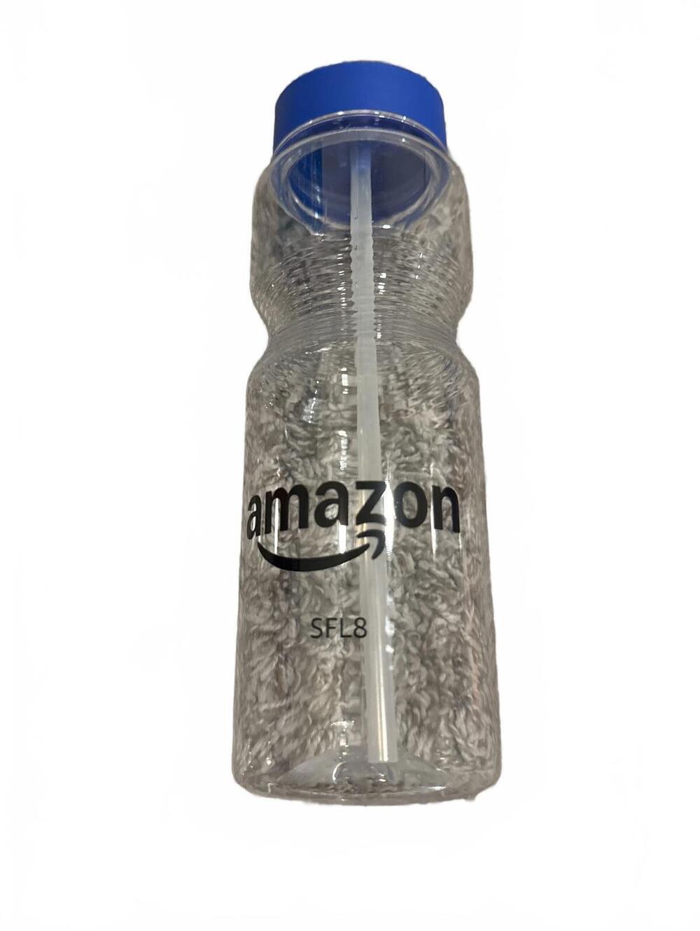 Amazon Blue Clear Plastic Water Bottle with Straw